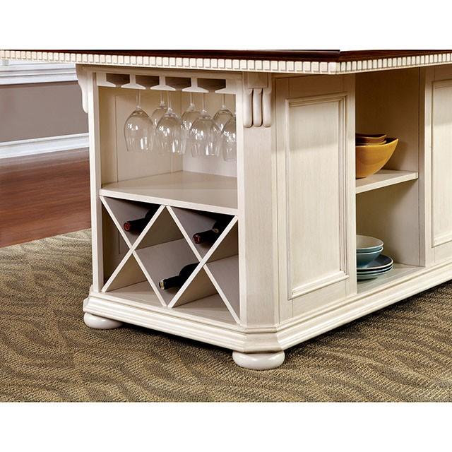 SABRINA Off White/Cherry Counter Ht. Table, Cherry & White - Image 5