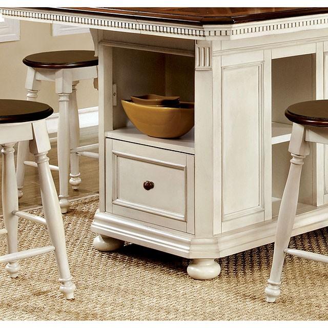 SABRINA Off White/Cherry Counter Ht. Table, Cherry & White - Image 6