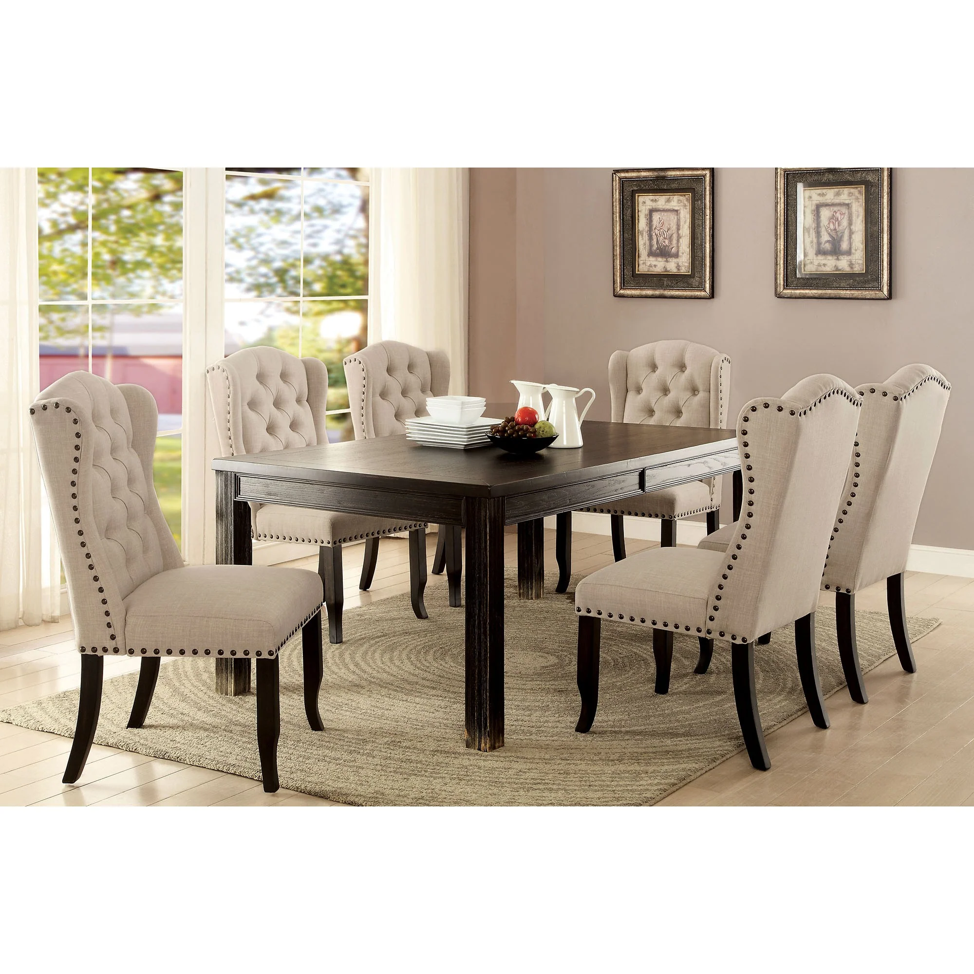 Sania 7 Pc Dining Table Set Black - Image 2