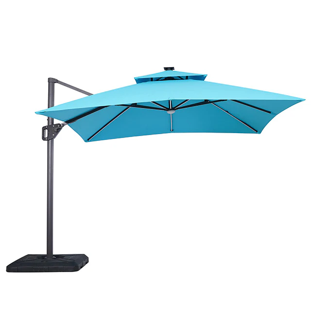 Sano 10 Ft Square Umbrella w/ Double Top w/ LED + 37" Large Base - Image 2