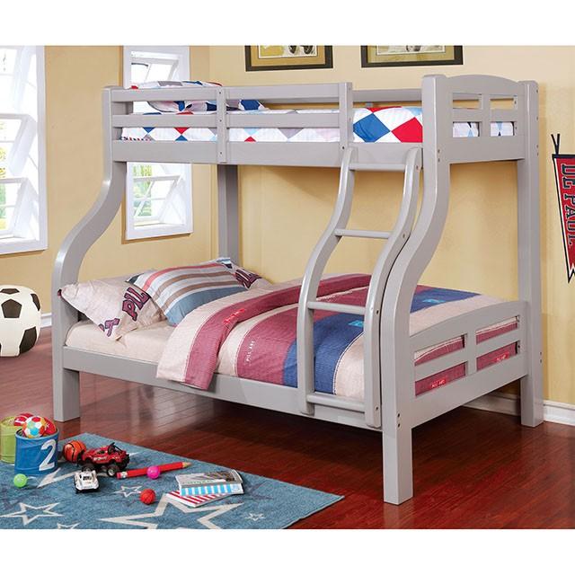 SOLPINE Gray & Oak Twin/Full Bunk Bed - Image 2