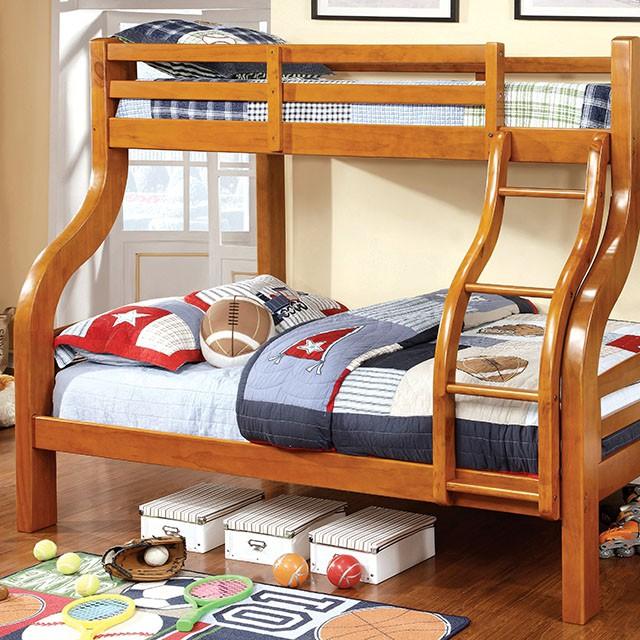 SOLPINE Gray & Oak Twin/Full Bunk Bed - Image 3