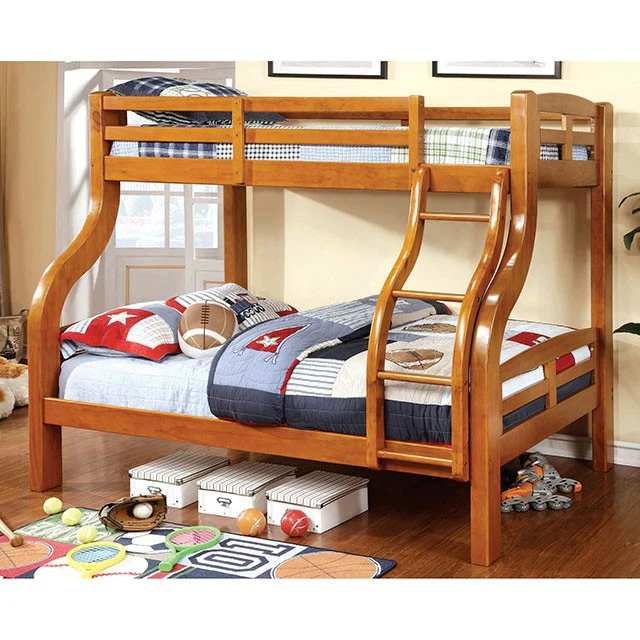 SOLPINE Gray & Oak Twin/Full Bunk Bed - Image 4
