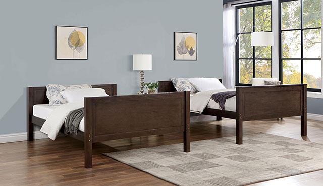 STAMOS Full/Full, Twin/Full, & Twin/twin Bunk Bed, Walnut - Image 2