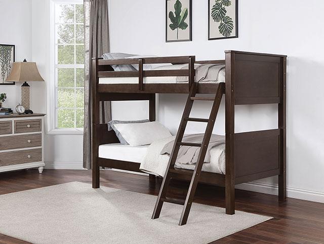 STAMOS Full/Full, Twin/Full, & Twin/twin Bunk Bed, Walnut - Image 8