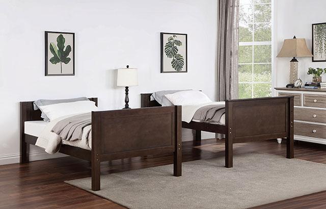 STAMOS Full/Full, Twin/Full, & Twin/twin Bunk Bed, Walnut - Image 9
