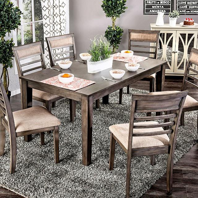TAYLAH Weathered Gray/Beige 7 Pc. Dining Table Set - Image 6
