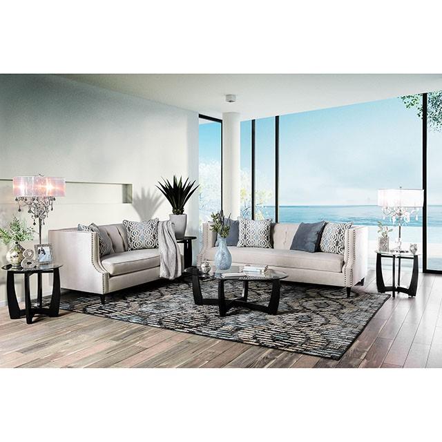 Tegan Beige/Light Blue Love Seat - Image 2