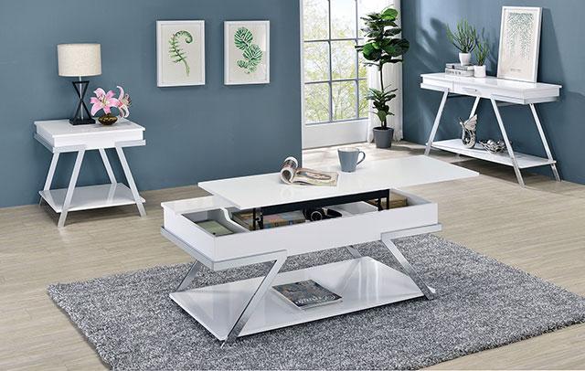 TITUS End Table, White/Chrome - Image 2