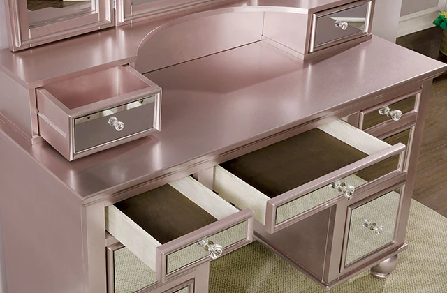 TRACY Rose Gold Vanity w/ Stool - Image 2