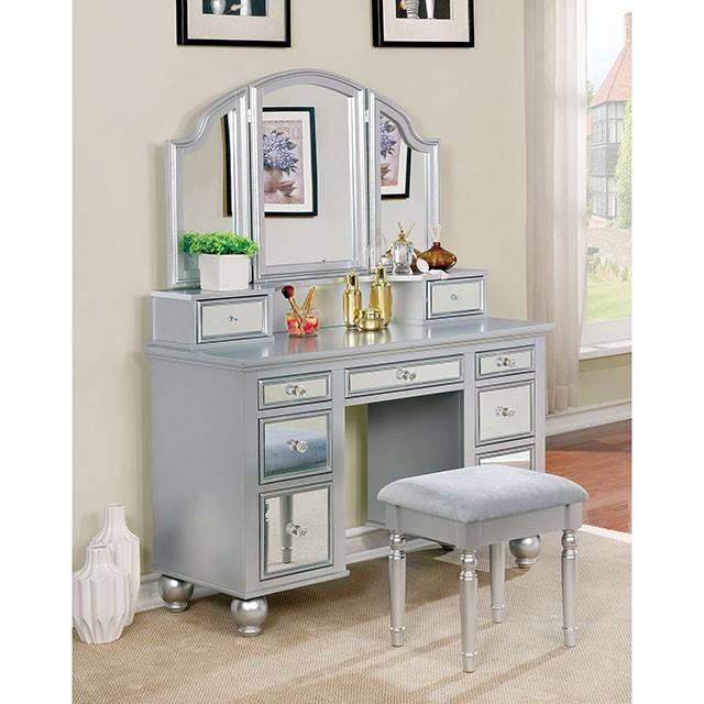 TRACY Silver Vanity w/ Stool - Image 2