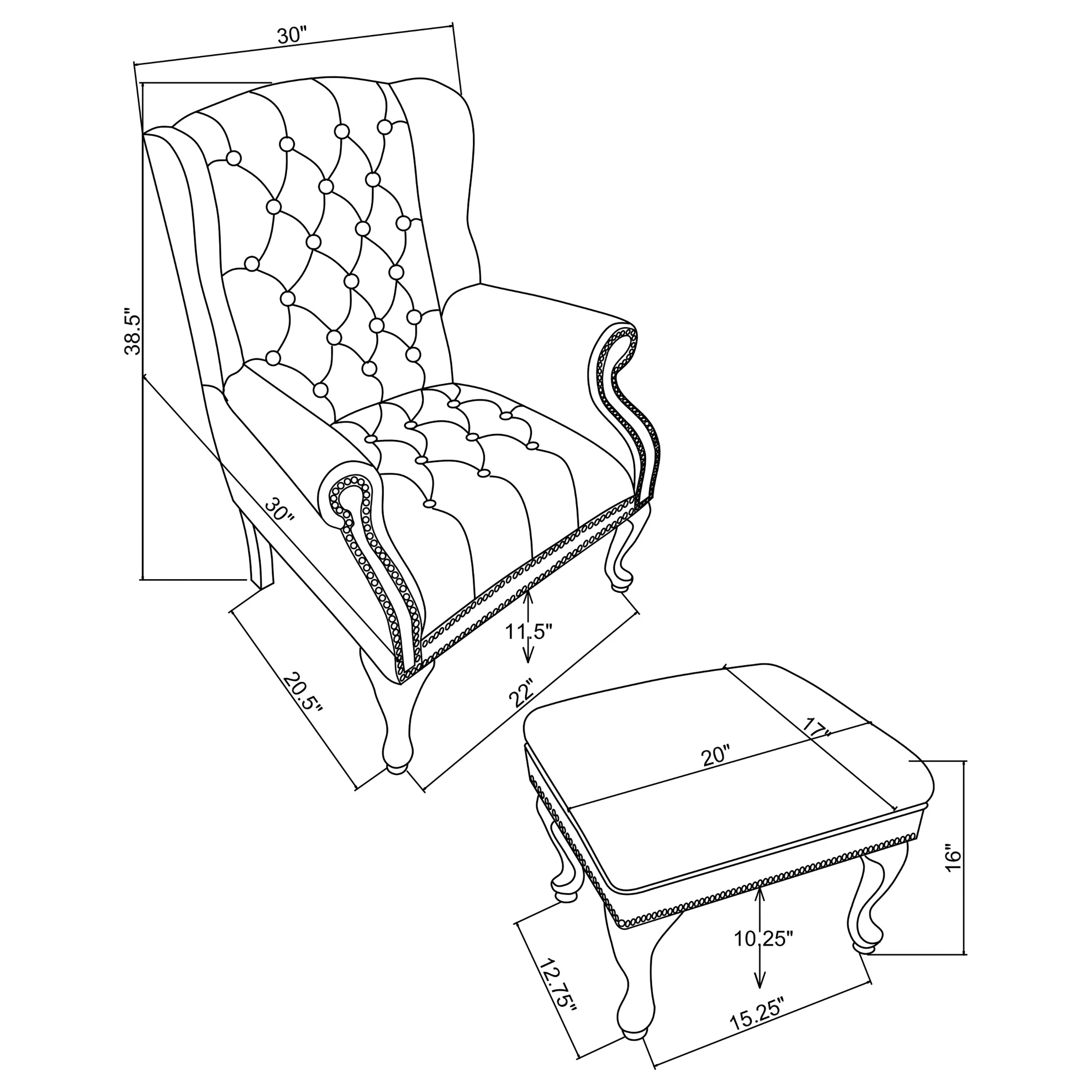 Roberts Chair and Ottoman Set - Image 3