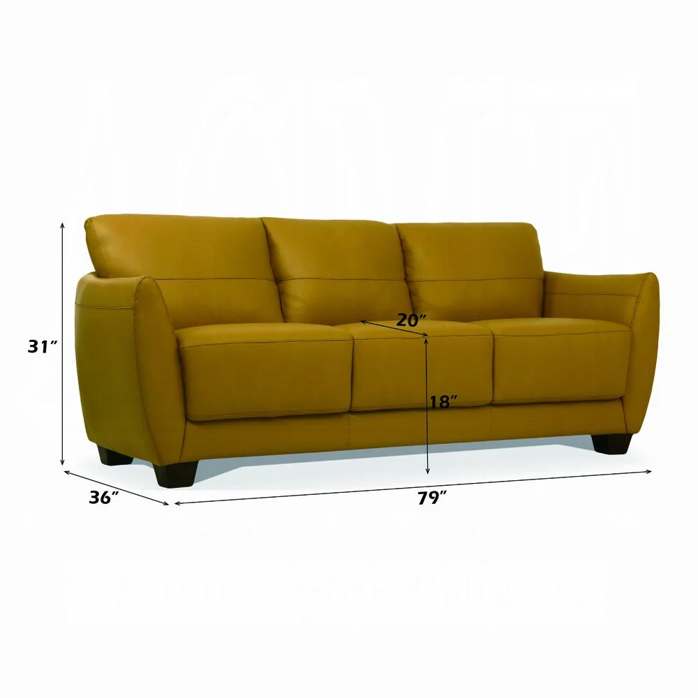Valeria Mustard Leather Sofa - Image 5