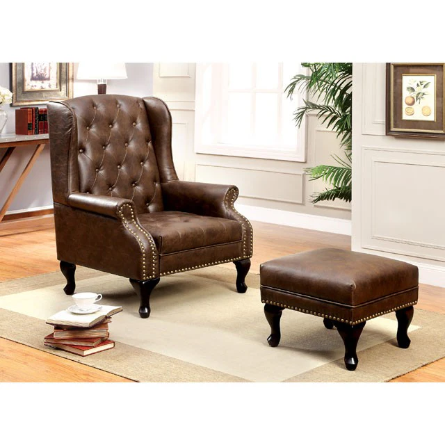 VAUGH Rustic Brown Ottoman - Image 2
