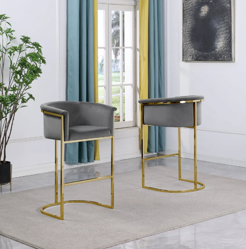Pierce Velvet Counter Height Chairs - Image 4