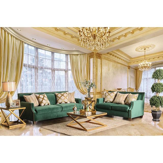 VERDANTE Emerald Green/Gold Sofa - Image 2