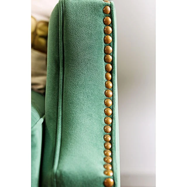 VERDANTE Emerald Green/Gold Sofa - Image 4