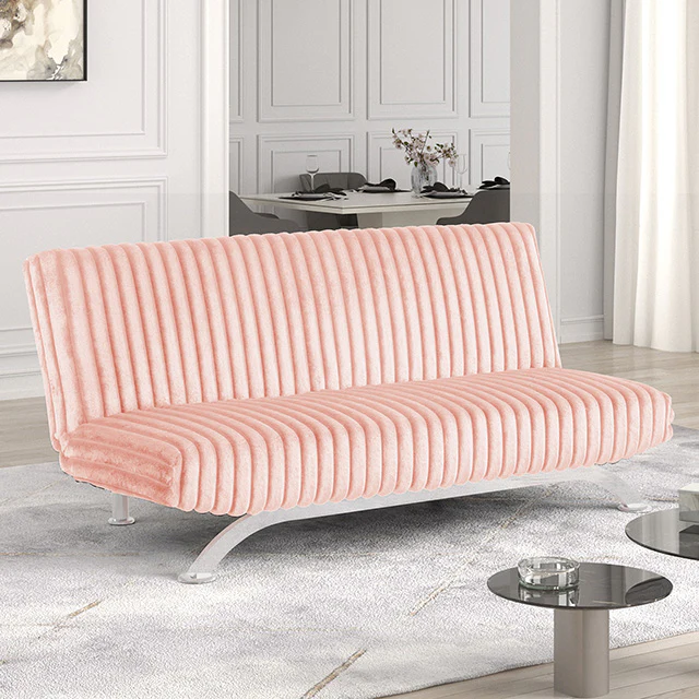 Villeneuve Futon Sofa Bed Black, Pink, & Grey - Image 5