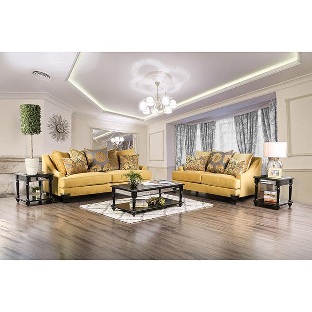 Viscontti Gold/Gray Love Seat, Gold - Image 2