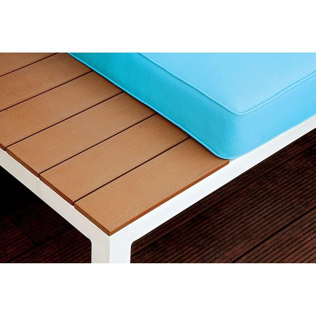 WINONA White/Oak/Blue Patio Sectional w/ Table - Image 3