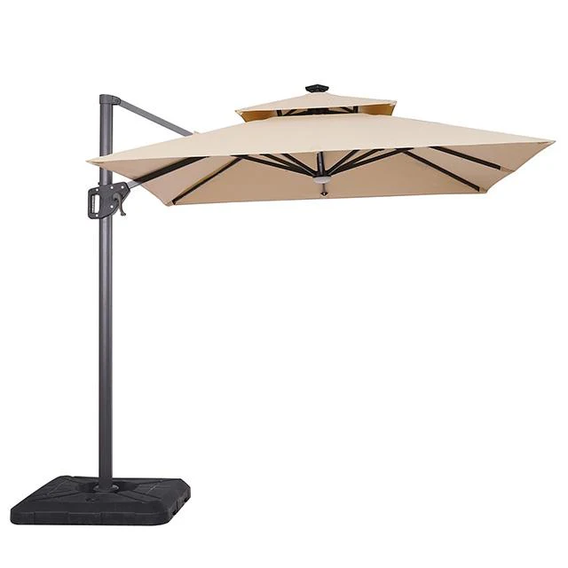 Xico 8 Ft Square Umbrella w/ Double Top w/ LED Light + 37" Large Base - Image 2