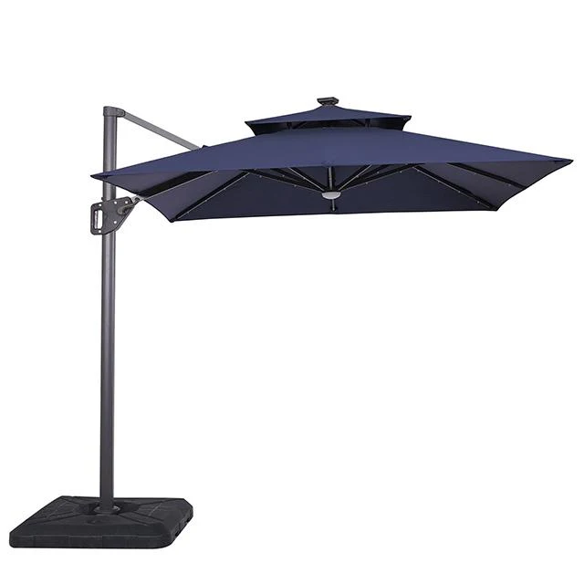 Xico 8 Ft Square Umbrella w/ Double Top w/ LED Light + 37" Large Base - Image 2